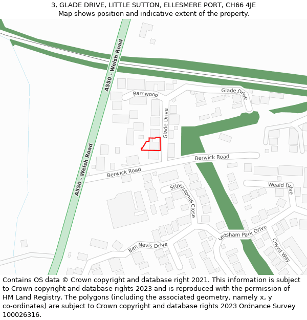 3, GLADE DRIVE, LITTLE SUTTON, ELLESMERE PORT, CH66 4JE: Location map and indicative extent of plot