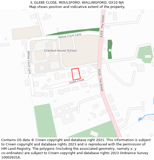 3, GLEBE CLOSE, MOULSFORD, WALLINGFORD, OX10 9JA: Location map and indicative extent of plot