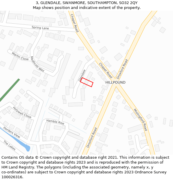 3, GLENDALE, SWANMORE, SOUTHAMPTON, SO32 2QY: Location map and indicative extent of plot