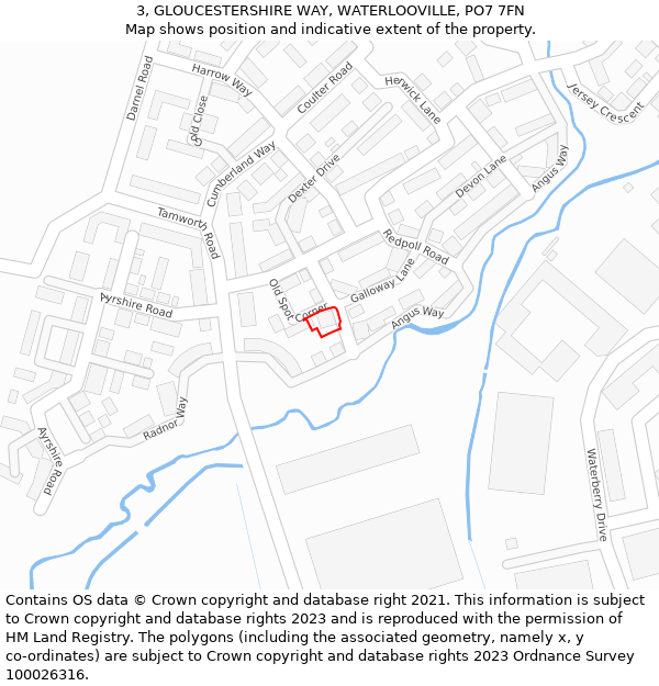 3, GLOUCESTERSHIRE WAY, WATERLOOVILLE, PO7 7FN: Location map and indicative extent of plot