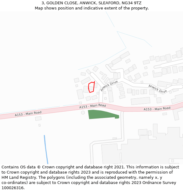 3, GOLDEN CLOSE, ANWICK, SLEAFORD, NG34 9TZ: Location map and indicative extent of plot