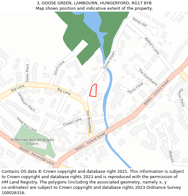 3, GOOSE GREEN, LAMBOURN, HUNGERFORD, RG17 8YB: Location map and indicative extent of plot