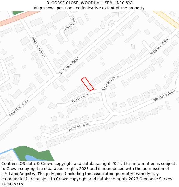 3, GORSE CLOSE, WOODHALL SPA, LN10 6YA: Location map and indicative extent of plot