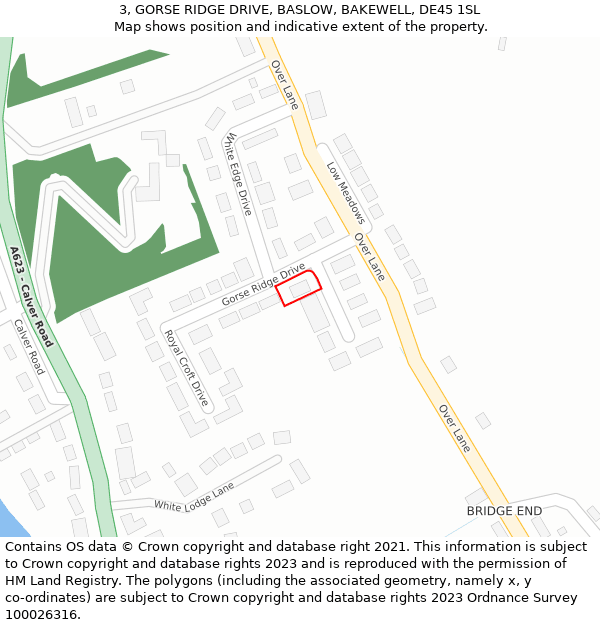 3, GORSE RIDGE DRIVE, BASLOW, BAKEWELL, DE45 1SL: Location map and indicative extent of plot