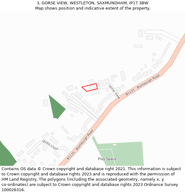 3, GORSE VIEW, WESTLETON, SAXMUNDHAM, IP17 3BW: Location map and indicative extent of plot