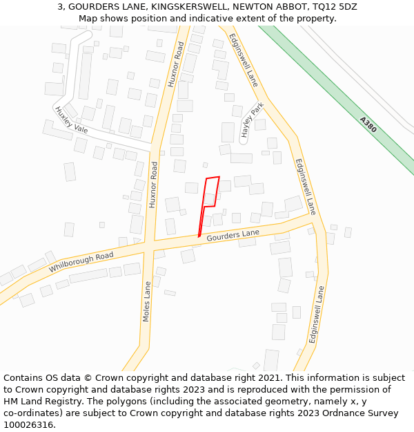 3, GOURDERS LANE, KINGSKERSWELL, NEWTON ABBOT, TQ12 5DZ: Location map and indicative extent of plot