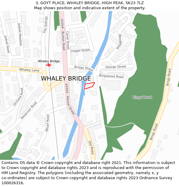 3, GOYT PLACE, WHALEY BRIDGE, HIGH PEAK, SK23 7LZ: Location map and indicative extent of plot