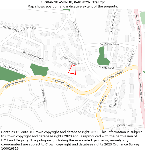 3, GRANGE AVENUE, PAIGNTON, TQ4 7JY: Location map and indicative extent of plot