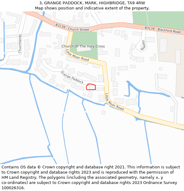 3, GRANGE PADDOCK, MARK, HIGHBRIDGE, TA9 4RW: Location map and indicative extent of plot