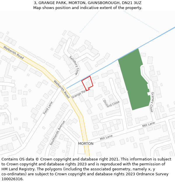 3, GRANGE PARK, MORTON, GAINSBOROUGH, DN21 3UZ: Location map and indicative extent of plot