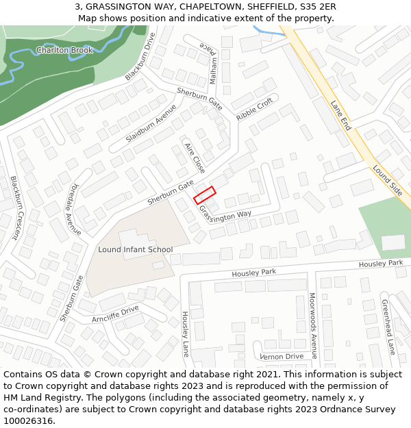 3, GRASSINGTON WAY, CHAPELTOWN, SHEFFIELD, S35 2ER: Location map and indicative extent of plot