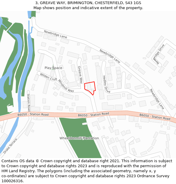 3, GREAVE WAY, BRIMINGTON, CHESTERFIELD, S43 1GS: Location map and indicative extent of plot