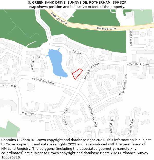 3, GREEN BANK DRIVE, SUNNYSIDE, ROTHERHAM, S66 3ZP: Location map and indicative extent of plot