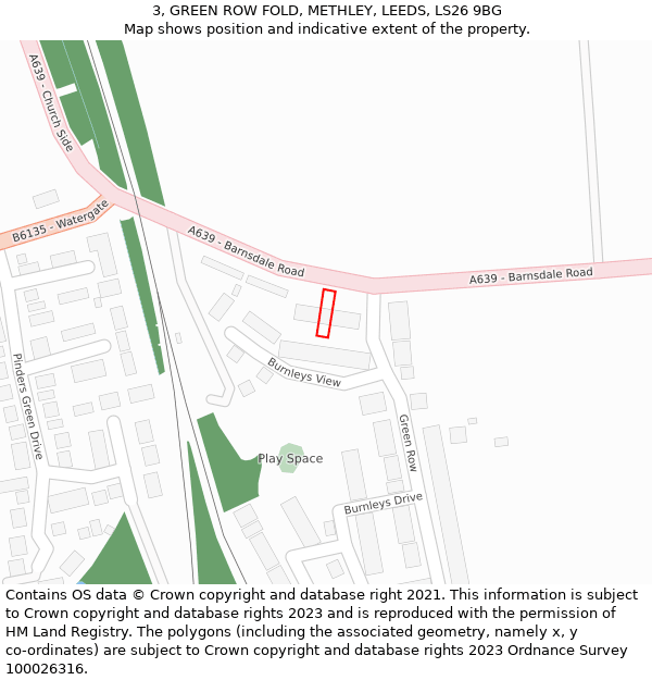 3, GREEN ROW FOLD, METHLEY, LEEDS, LS26 9BG: Location map and indicative extent of plot