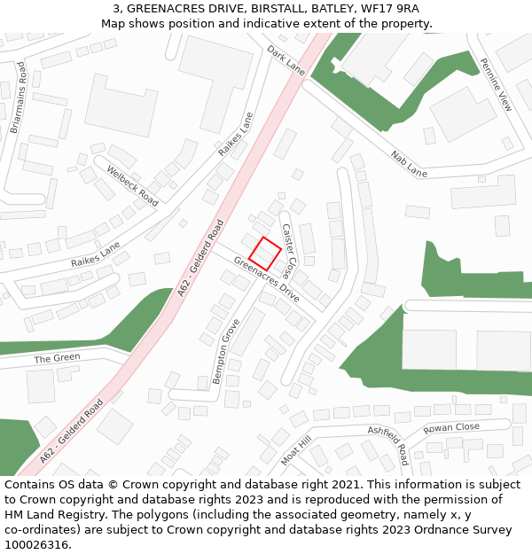 3, GREENACRES DRIVE, BIRSTALL, BATLEY, WF17 9RA: Location map and indicative extent of plot