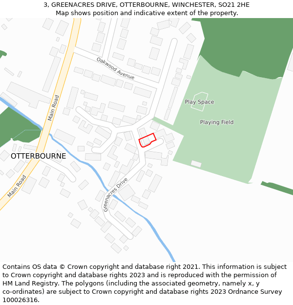 3, GREENACRES DRIVE, OTTERBOURNE, WINCHESTER, SO21 2HE: Location map and indicative extent of plot