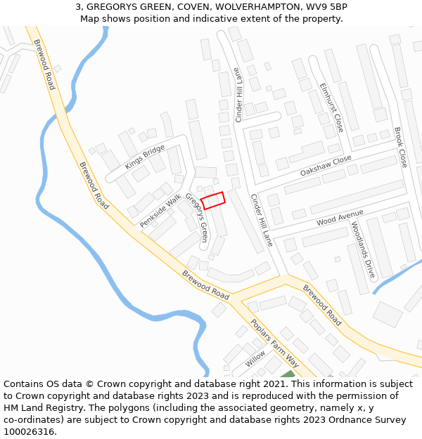 3, GREGORYS GREEN, COVEN, WOLVERHAMPTON, WV9 5BP: Location map and indicative extent of plot