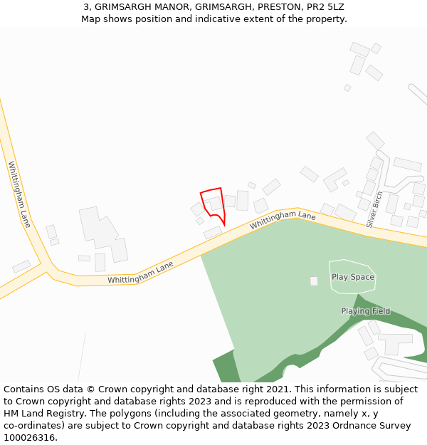 3, GRIMSARGH MANOR, GRIMSARGH, PRESTON, PR2 5LZ: Location map and indicative extent of plot