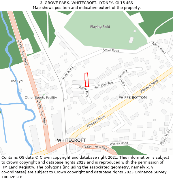 3, GROVE PARK, WHITECROFT, LYDNEY, GL15 4SS: Location map and indicative extent of plot