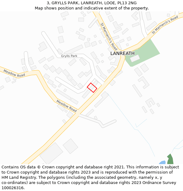 3, GRYLLS PARK, LANREATH, LOOE, PL13 2NG: Location map and indicative extent of plot