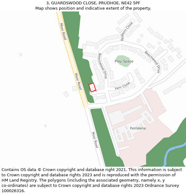 3, GUARDSWOOD CLOSE, PRUDHOE, NE42 5PF: Location map and indicative extent of plot