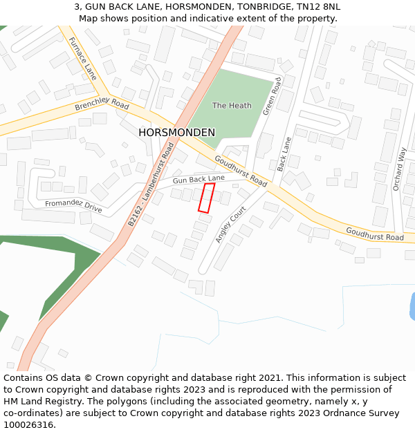 3, GUN BACK LANE, HORSMONDEN, TONBRIDGE, TN12 8NL: Location map and indicative extent of plot