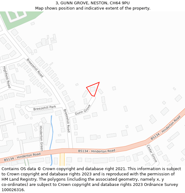 3, GUNN GROVE, NESTON, CH64 9PU: Location map and indicative extent of plot