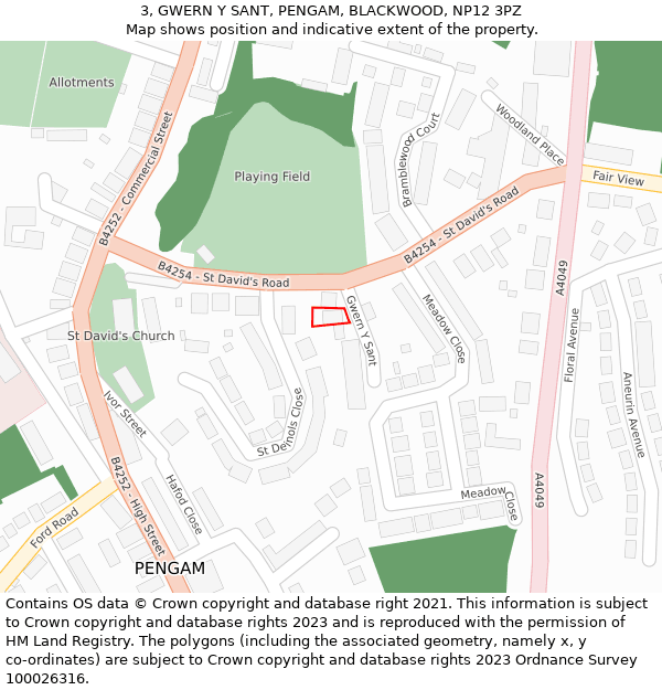 3, GWERN Y SANT, PENGAM, BLACKWOOD, NP12 3PZ: Location map and indicative extent of plot