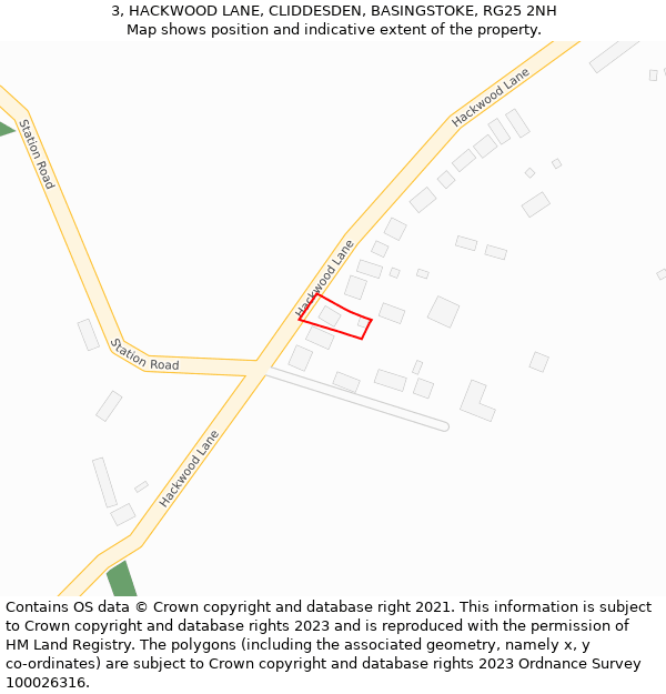 3, HACKWOOD LANE, CLIDDESDEN, BASINGSTOKE, RG25 2NH: Location map and indicative extent of plot