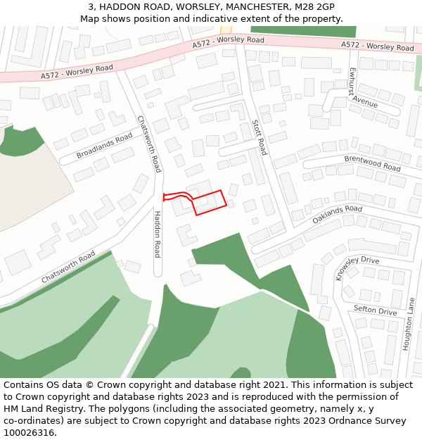 3, HADDON ROAD, WORSLEY, MANCHESTER, M28 2GP: Location map and indicative extent of plot
