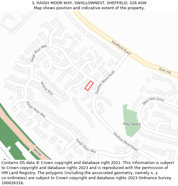 3, HAIGH MOOR WAY, SWALLOWNEST, SHEFFIELD, S26 4SW: Location map and indicative extent of plot