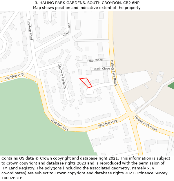 3, HALING PARK GARDENS, SOUTH CROYDON, CR2 6NP: Location map and indicative extent of plot