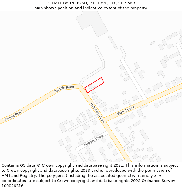 3, HALL BARN ROAD, ISLEHAM, ELY, CB7 5RB: Location map and indicative extent of plot