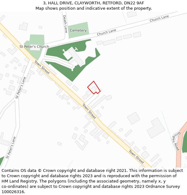 3, HALL DRIVE, CLAYWORTH, RETFORD, DN22 9AF: Location map and indicative extent of plot