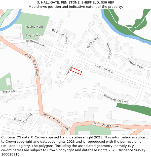 3, HALL GATE, PENISTONE, SHEFFIELD, S36 6BP: Location map and indicative extent of plot