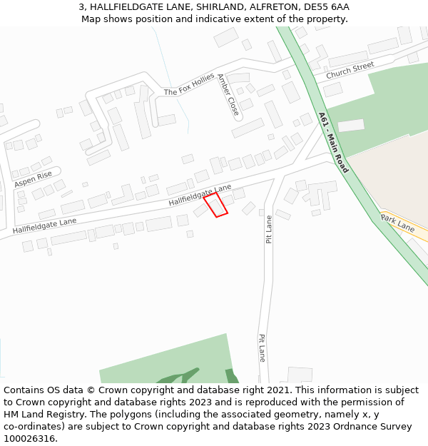 3, HALLFIELDGATE LANE, SHIRLAND, ALFRETON, DE55 6AA: Location map and indicative extent of plot