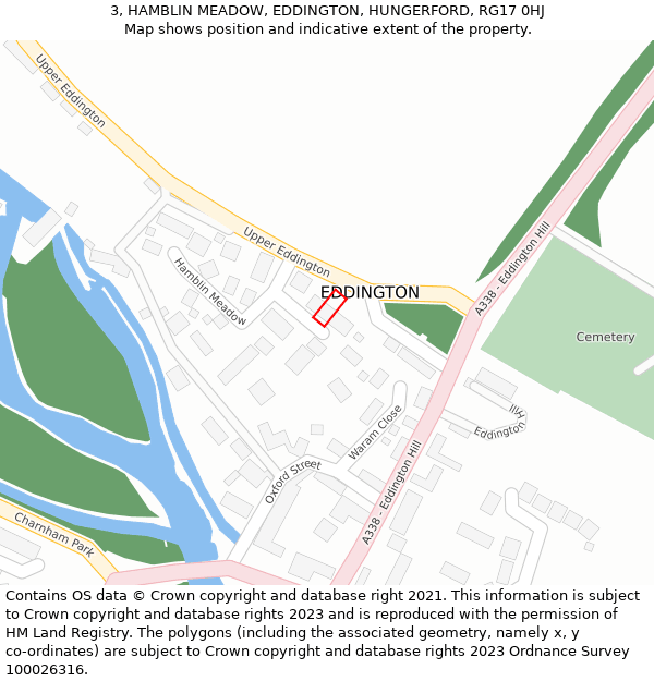 3, HAMBLIN MEADOW, EDDINGTON, HUNGERFORD, RG17 0HJ: Location map and indicative extent of plot