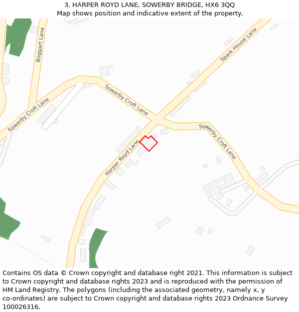 3, HARPER ROYD LANE, SOWERBY BRIDGE, HX6 3QQ: Location map and indicative extent of plot