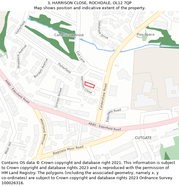 3, HARRISON CLOSE, ROCHDALE, OL12 7QP: Location map and indicative extent of plot