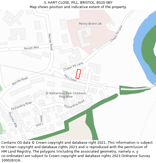 3, HART CLOSE, PILL, BRISTOL, BS20 0BY: Location map and indicative extent of plot