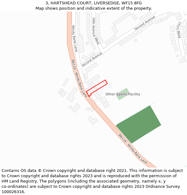 3, HARTSHEAD COURT, LIVERSEDGE, WF15 8FG: Location map and indicative extent of plot