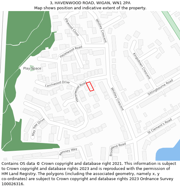 3, HAVENWOOD ROAD, WIGAN, WN1 2PA: Location map and indicative extent of plot