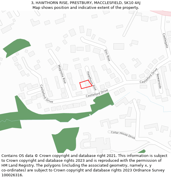 3, HAWTHORN RISE, PRESTBURY, MACCLESFIELD, SK10 4AJ: Location map and indicative extent of plot