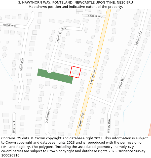 3, HAWTHORN WAY, PONTELAND, NEWCASTLE UPON TYNE, NE20 9RU: Location map and indicative extent of plot