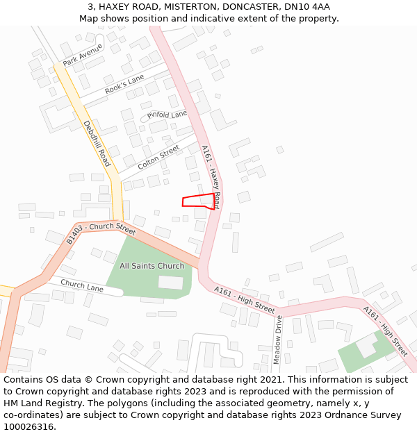 3, HAXEY ROAD, MISTERTON, DONCASTER, DN10 4AA: Location map and indicative extent of plot