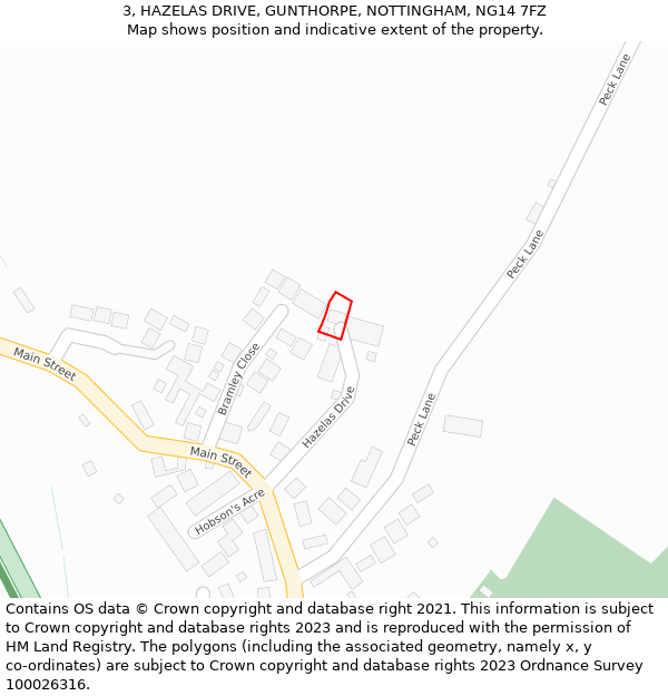 3, HAZELAS DRIVE, GUNTHORPE, NOTTINGHAM, NG14 7FZ: Location map and indicative extent of plot