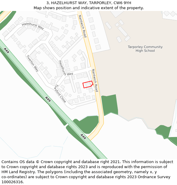 3, HAZELHURST WAY, TARPORLEY, CW6 9YH: Location map and indicative extent of plot