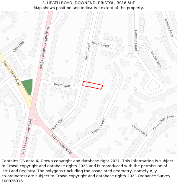 3, HEATH ROAD, DOWNEND, BRISTOL, BS16 6HF: Location map and indicative extent of plot