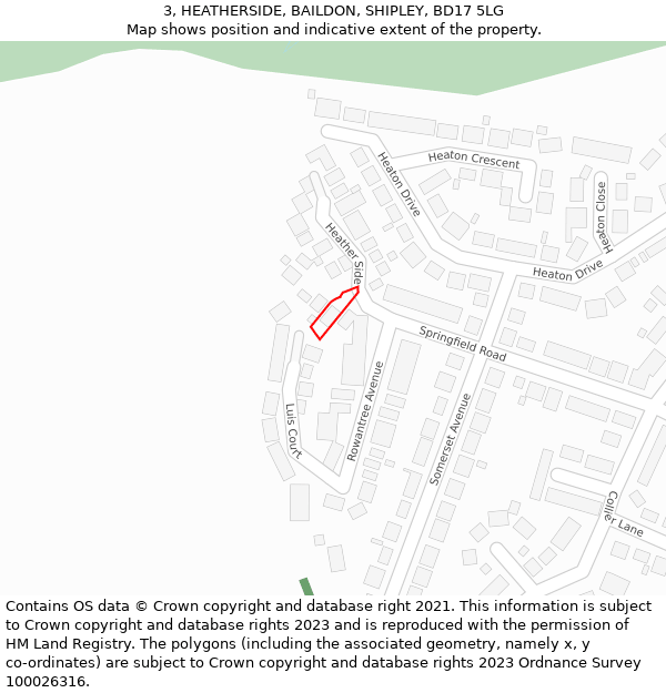 3, HEATHERSIDE, BAILDON, SHIPLEY, BD17 5LG: Location map and indicative extent of plot