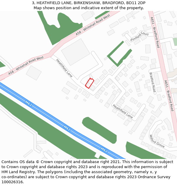 3, HEATHFIELD LANE, BIRKENSHAW, BRADFORD, BD11 2DP: Location map and indicative extent of plot